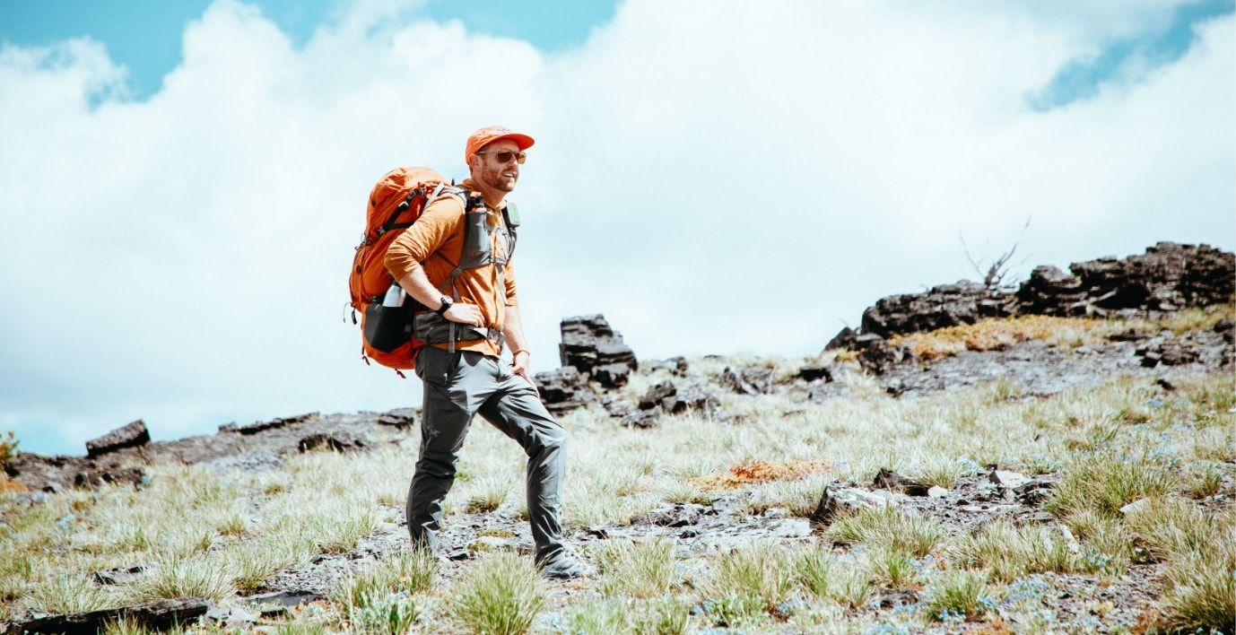 A hiker on Mount Ascension.